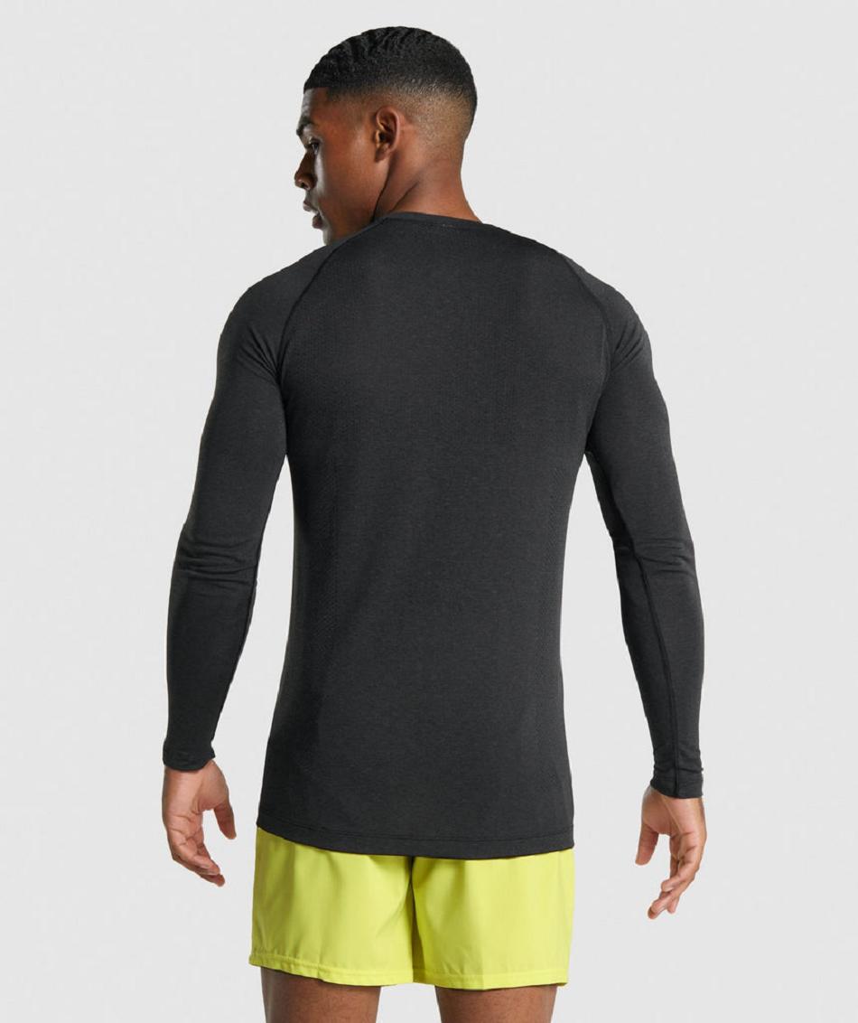 Gymshark Vital Light Seamless Muške Dugi Rukav Crne | HR 2629JPQ